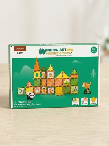 Window Art Magnetic Tiles بنمط الغابة الساحرة (Jungle)